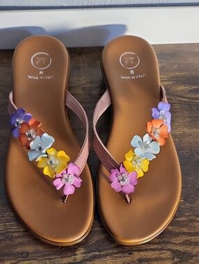 FIFTY TOPS EMINA Womens Dressy Formal Floral Sandal Open Toe Thong Sandals
